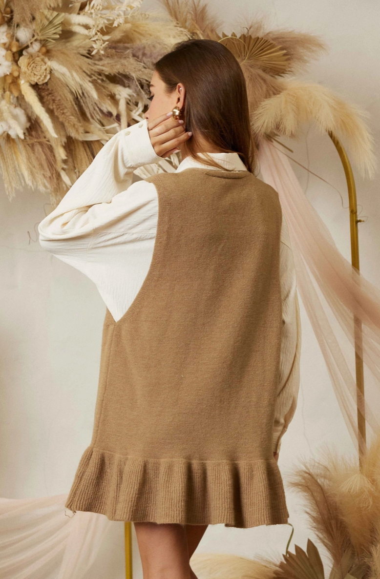 Ruffle Sweater Mini Dress