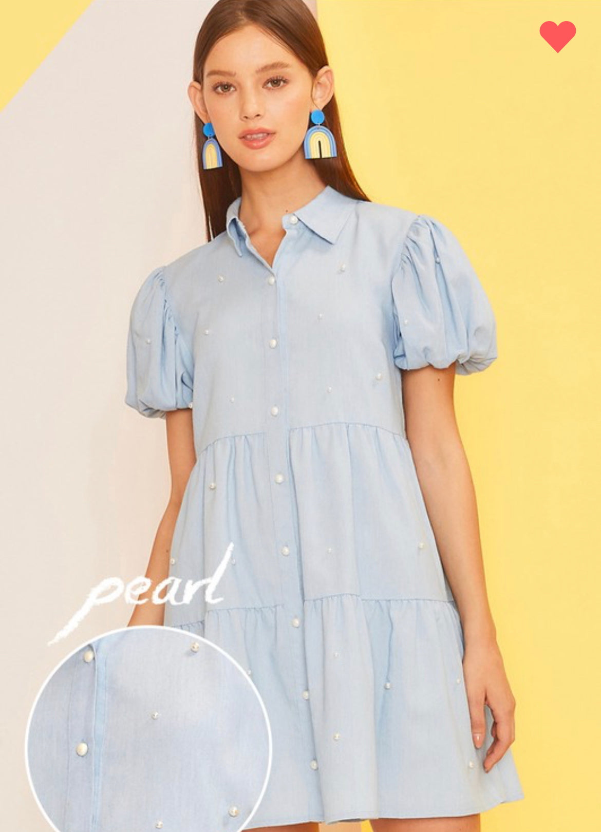 Pearl Embellished Babydoll Dress